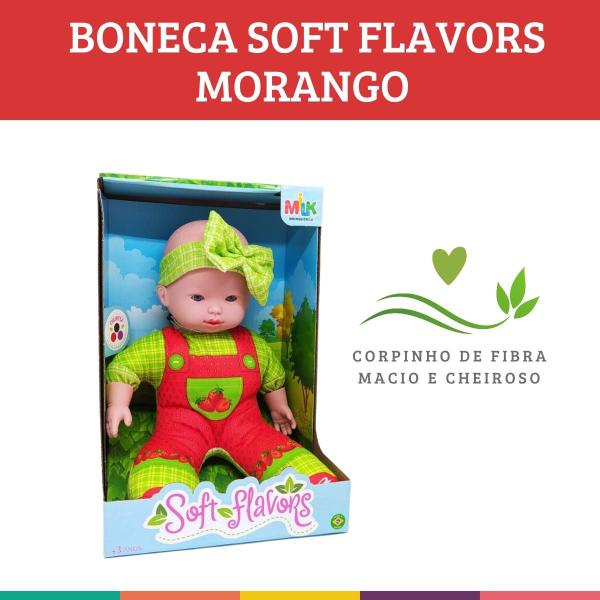 Imagem de Boneca Soft Flavors Morango Cheirinho de Fruta Fofinha Milk