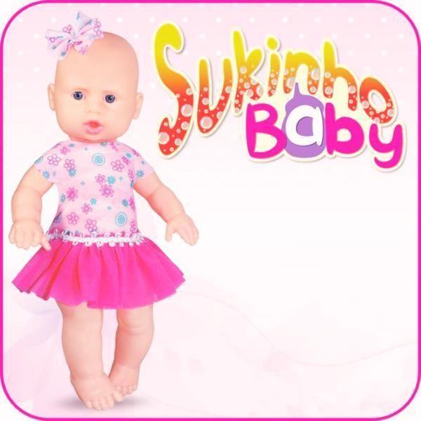 Imagem de Boneca Sukinho Baby F Xixi Brinquedo 28Cm Com Acessórios