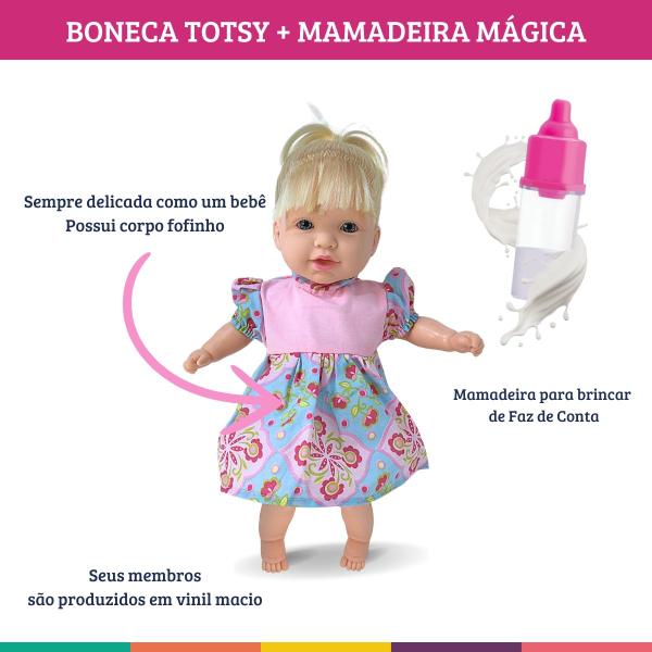 Imagem de Boneca Totsy 113 Frases C/ Cabelo Chupeta E Mamadeira Mágica