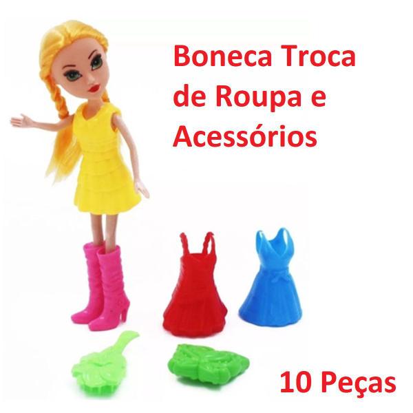 Imagem de Boneca Troca Roupa Acessório Fashion Menina Infantil Brinquedo Criança Casinha Presente