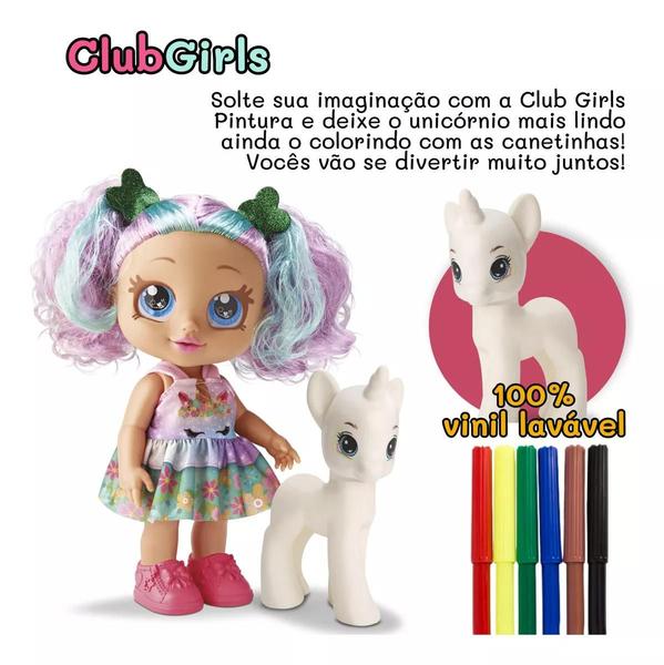 Imagem de Boneca Unicórnio Pintura Com Canetinha Colorida Club Girls