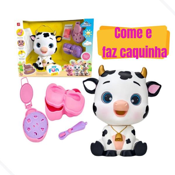 Imagem de Boneca Vaquinha Fazendinha Come Faz Caquinha + Massinha de Modelar Fraldinha Brinquedo Menina Menino Adijomar