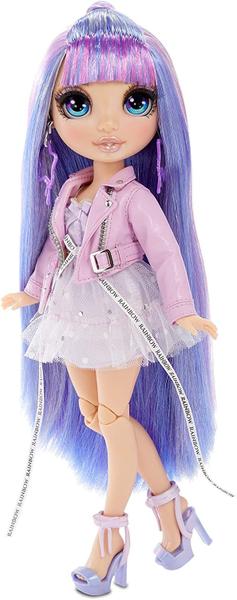 Imagem de Boneca Violet Willow Rainbow High, com cabelo multicolorido e acessórios