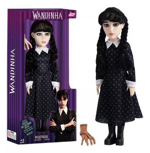 Imagem de Boneca Wandinha Addams Articulada 42 cm + Mãozinha Vandinha   Baby Brink