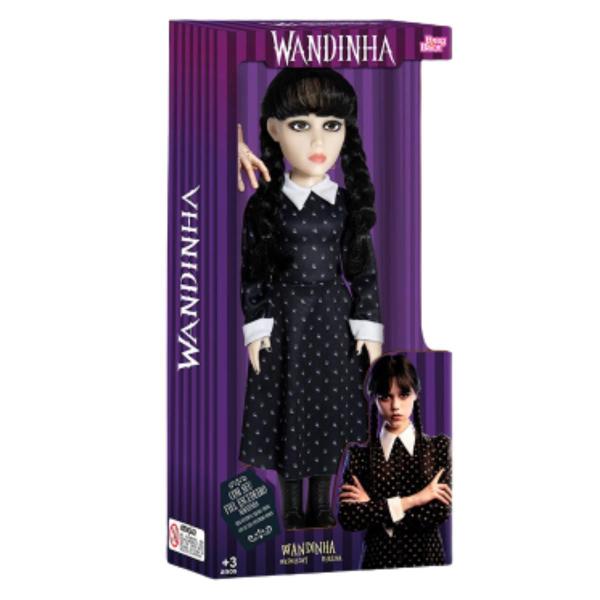 Imagem de Boneca Wandinha Addams Original 44cm + Mãozinha Articulada Em Vinil Infantil Vandinha Novabrink Brinquedo