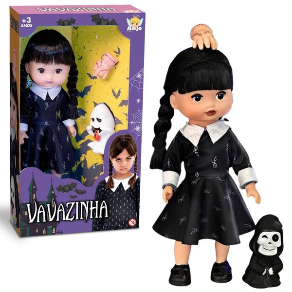 Imagem de Boneca Wandinha Addams Vandinha Vavazinha Brinquedo Dia das Crianças para Meninas com Mãozinha e Fantasminha