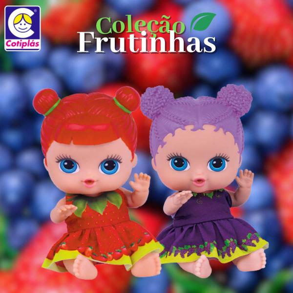 Imagem de Bonecas Coleção Frutinhas Kit 2 Boneca Cheirinho De Uva E Morango Feitas Em Vinil 19cm Articulada Cotiplás