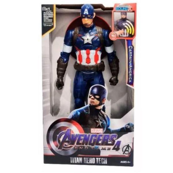 Imagem de Boneco 30Cm Articulado Com Som, Led Personag:Capitão America