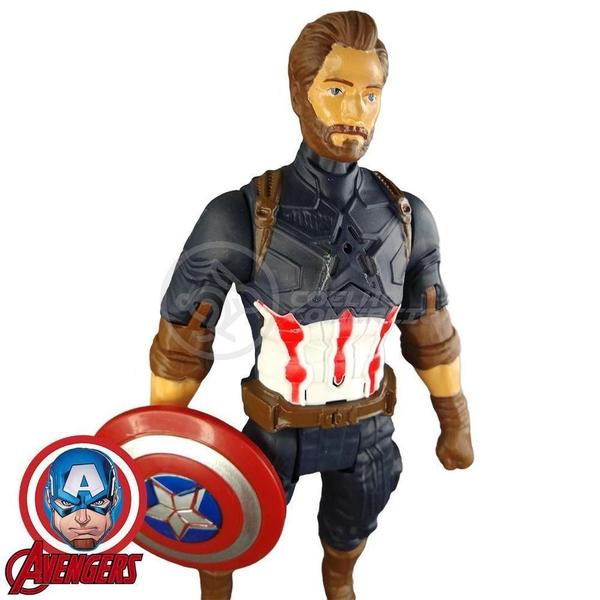 Boneco Action Figure Vingadores Capitão America 29Cm - TIKTOYS Imagem de Boneco Action Figure Vingadores Capitão America 29Cm