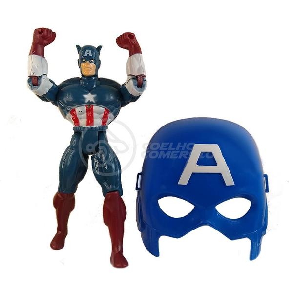 Imagem de Boneco Articulado 25Cm Capitão America + Mascara Vingadores