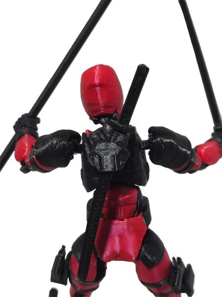 Imagem de Boneco Articulado Dummy 13 Estilo DeadPool 3D Preto e Vermelho