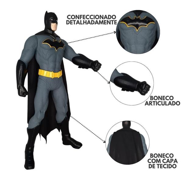 Imagem de Boneco Batman Cavalheiro das Trevas Brinquedo Infantil Personagem 50 cm Novabrink