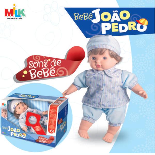 Boneco Bebê João Pedro Presente Brincadeira Criança Sonoro - Milk Brinquedos Imagem de Boneco Bebê João Pedro Presente Brincadeira Criança Sonoro