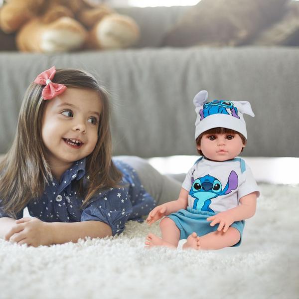 Imagem de Boneco Bebê Reborn C/ Conjunto Stitch Articulado Siliconado