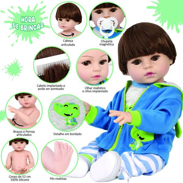 Boneco Bebê Reborn Principe 52cm Corpo em Silicone + Enxoval - Cegonha Reborn Dolls Imagem de Boneco Bebê Reborn Principe 52cm Corpo em Silicone + Enxoval