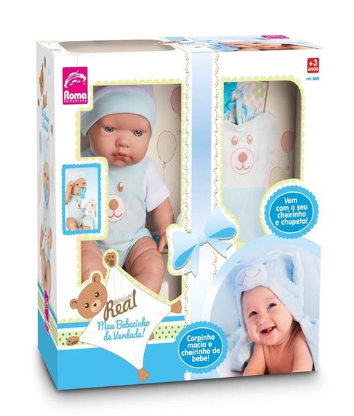 Imagem de Boneco Bebezinho Real Newborn - 34cm Menino - Roma Brinquedo