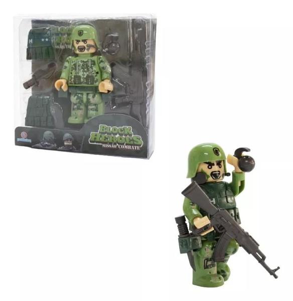 Boneco Bloco De Montar Militar Block Heroes Missão Combate - Polibrinq Imagem de Boneco Bloco De Montar Militar Block Heroes Missão Combate