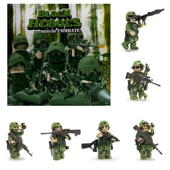 Boneco Bloco De Montar Militar Block Heroes Missão Combate - Polibrinq Imagem de Boneco Bloco De Montar Militar Block Heroes Missão Combate