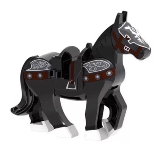 Imagem de Boneco Blocos De Montar Cavalo Medieval Negro Silver