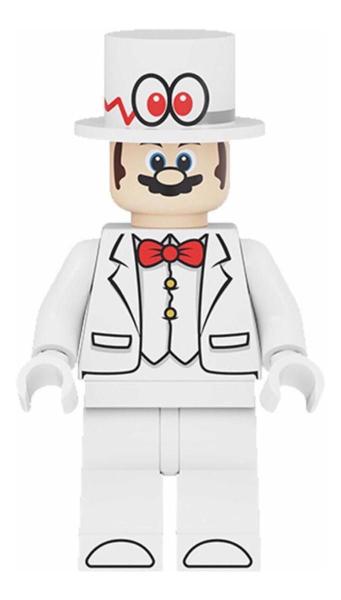 Imagem de Boneco Blocos De Montar Mario Bros Cartola Traje Gala