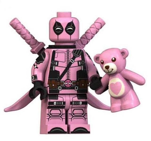 Imagem de Boneco Blocos De Montar Super Heróis Deadpool Rosa Ursinho