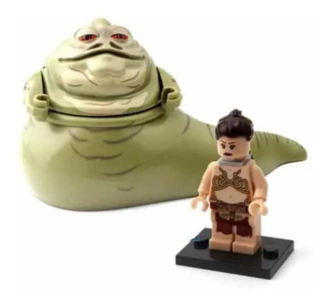 Imagem de Boneco Blocos Montar Jabba The Hut E Princesa Leia Star War