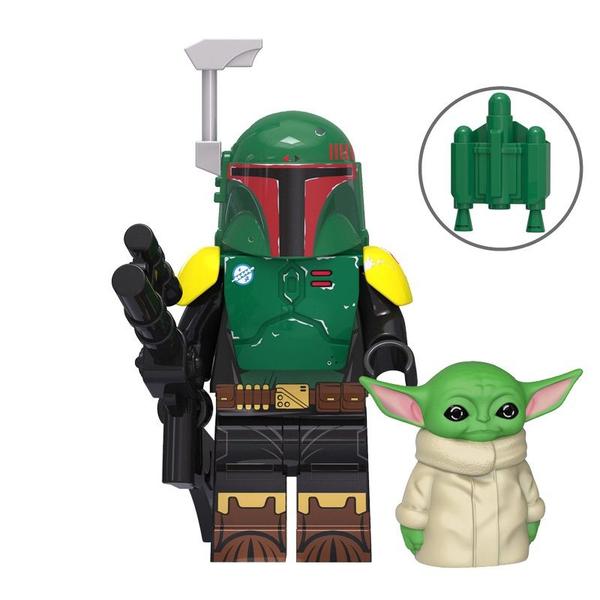 Imagem de Boneco boba fett com baby yoda the child star wars blocos de montar