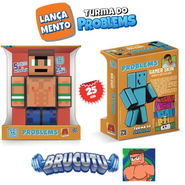 Imagem de Boneco Brucutu Turma do Problems-Peq 25cm-Minecraft Youtuber