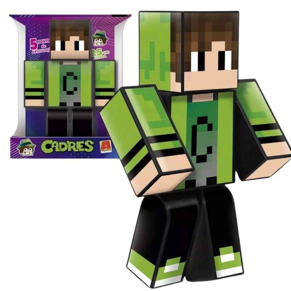 Imagem de Boneco Cadres Minecraft Articulado 25cm Original  Algazarra  Brinquedo Presente Crianças +3 Anos