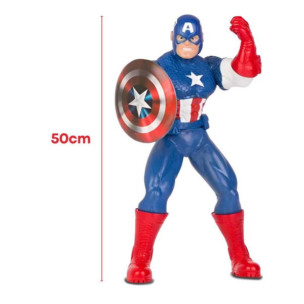 Imagem de Boneco Capitão América Marvel 10 Falas 50cm Super Herói Vingadores Action Figure Mimo Toys - 0582