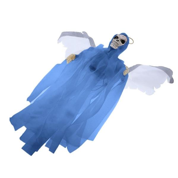 Imagem de Boneco Caveira Halloween Decoração Esqueleto Fantasma Dia das Bruxas Bate as Asa Horror Vampiro Led Som Fantasia Monstro 