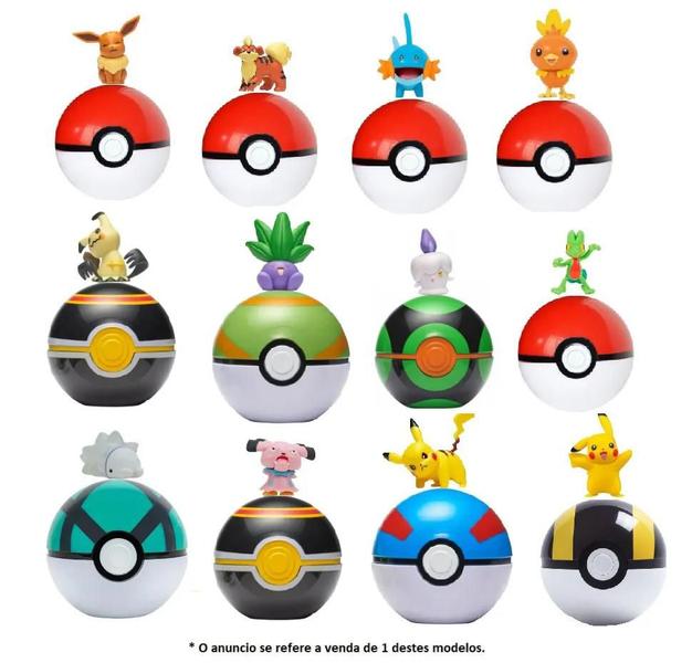 Boneco Clipe Pokebola Sortido 2606 - Sunny Imagem de Boneco Clipe Pokebola Sortido 2606