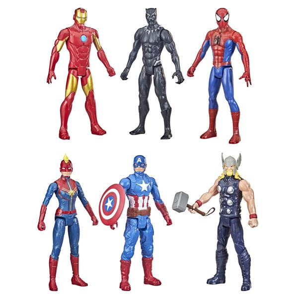 Imagem de Boneco de ação Marvel Titan Hero Series 6 bonecos 30 cm para crianças