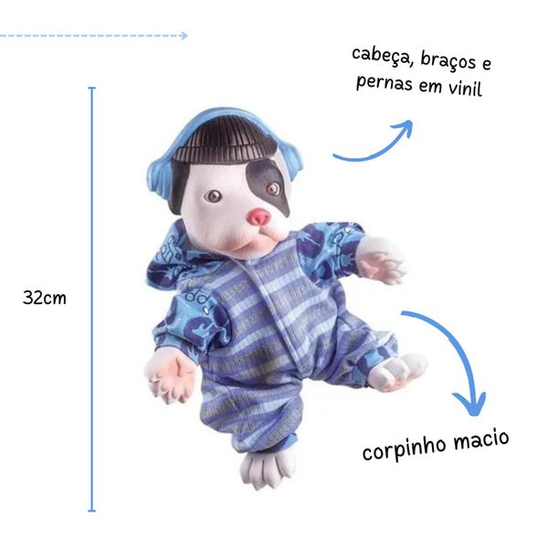 Imagem de Boneco de cachorrinho cachorro tipo pelucia em vinil e pano dog de brinquedo infantil menino