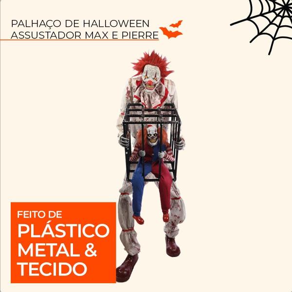 Imagem de Boneco de Halloween Assustador 80x60x215cm com Plástico, Latex, Tecido e Componentes Eletrônicos 1Un