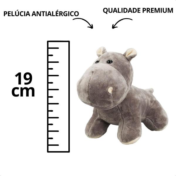 Imagem de Boneco de Pelúcia Hipopótamo Cor Cinza 30cm Antialérgico