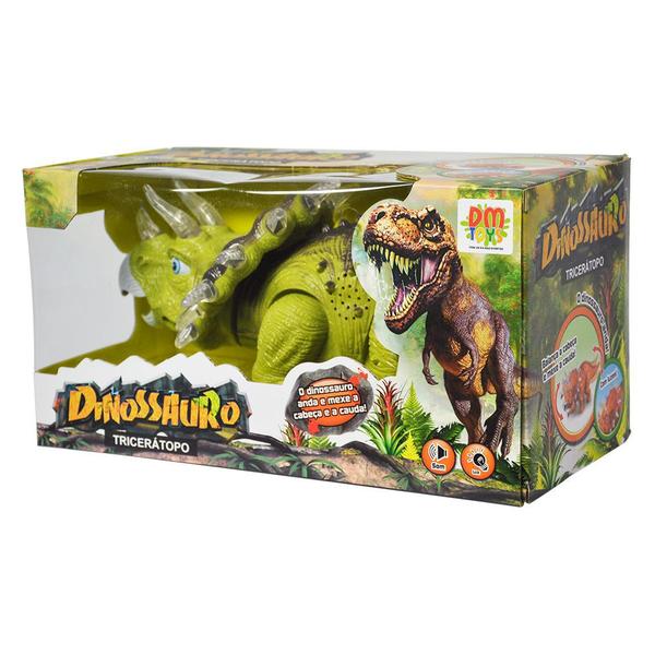 Imagem de Boneco Dinossauro a Pilha Tricerátopo Cores Sortidas DM Toys