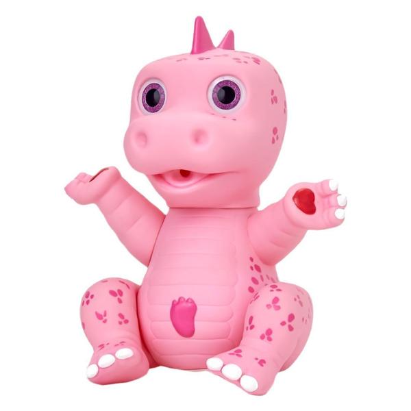 Imagem de Boneco Dinossauro Faz Xixi Rosa + Mamadeira Fralda e Babador