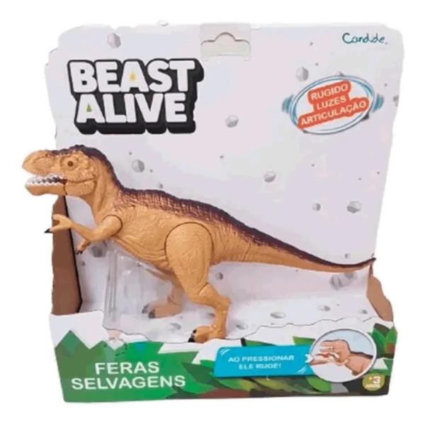 Imagem de Boneco Dinossauro T Rex C/ Luz e Som Feras Selvagens Candide