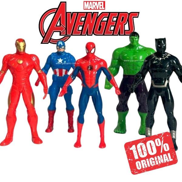 Imagem de Boneco dos Vingadores Marvel ORIGINAL Heróis Avengers  - Tamanho 9,5cm - Homem Aranha Hulk Pantera Negra - PANAMI