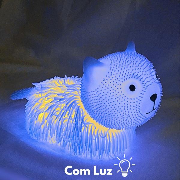 Imagem de Boneco Gatinho Estica e Aperta Anti Stress Luz Brilhante Divertido Azul - Castela