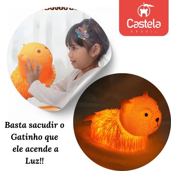 Imagem de Boneco Gatinho Estica e Aperta Anti Stress Luz Brilhante Divertido - Castela