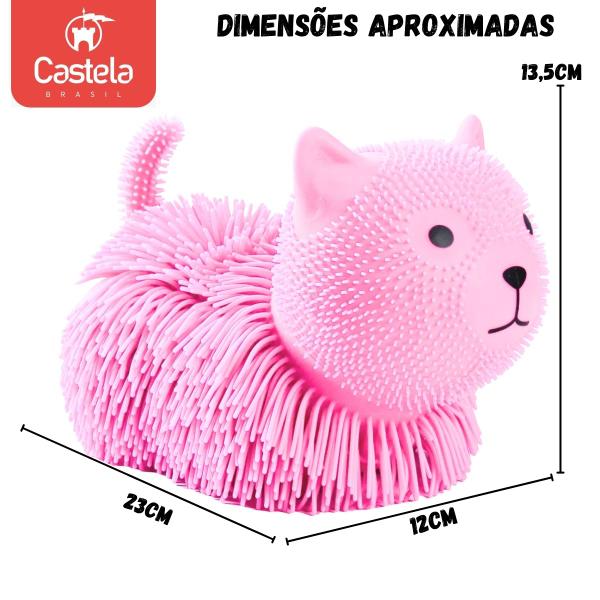 Imagem de Boneco Gatinho Estica e Aperta Anti Stress Luz Brilhante Divertido Rosa  - Castela