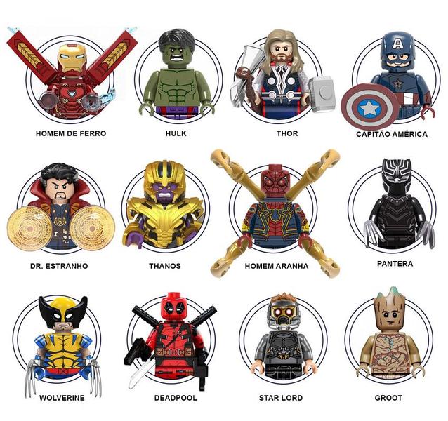 Boneco heroi vingadores deadpool bloco escolha - BLOCO DE MONTAR Imagem de Boneco heroi vingadores deadpool bloco escolha