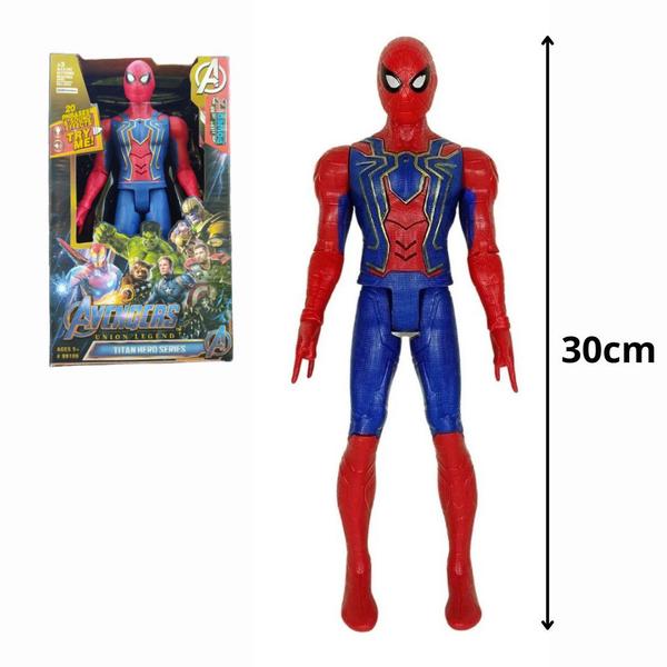 Imagem de Boneco Homem Aranha 30cm Grande Articulável C/ Luz e Som