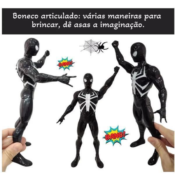 Imagem de Boneco Homem Aranha Preto 22Cm Marvel Vingadores Brinquedo