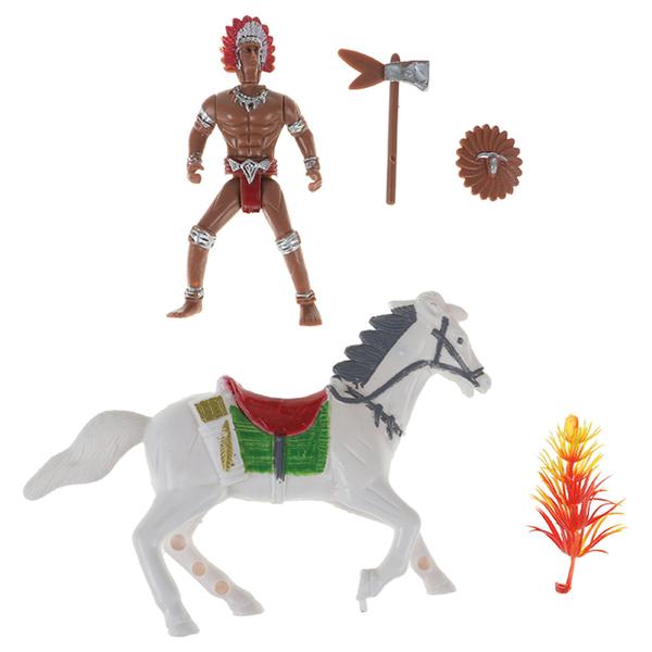Imagem de Boneco Indio com Cavalo brinquedo Soldadinho plastico Apache Velho Oeste
