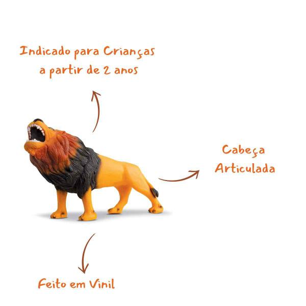 Imagem de Boneco Leão Real Animals Bee Toys Em Vinil Atóxico 15cm Crianças +2 Anos