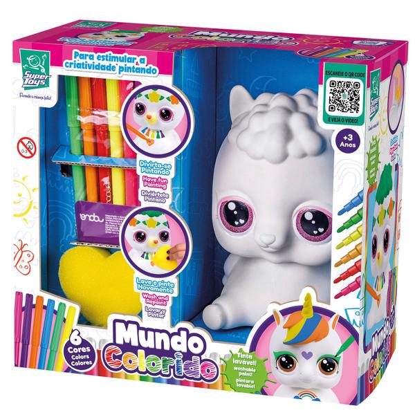 Imagem de Boneco Lhama Para Pintar Colorir Com Canetas Coloridas Aprendizado Criatividade Infantil - Super Toys