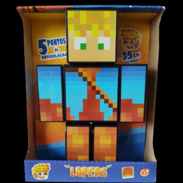 Imagem de Boneco Lopers youtuber Minecraft Grande 35cm Streamer Articulado